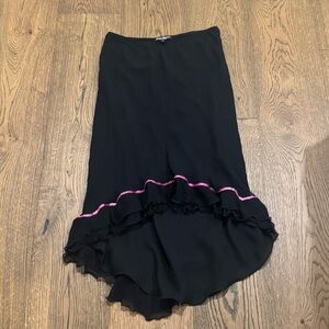 Vintage Betsey Johnson Black Silk Skirt with Pink Sequin Details
